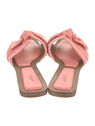 Alexandre Birman Leather Bow Accents Slides