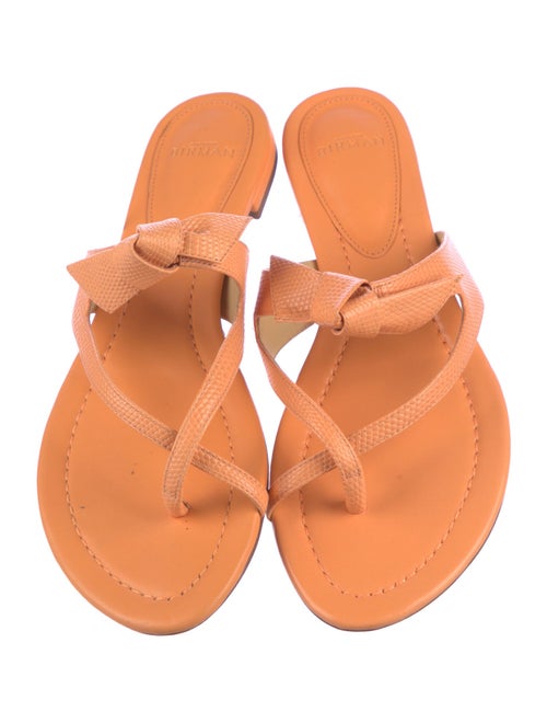 Alexandre Birman Leather Bow Accents Slides