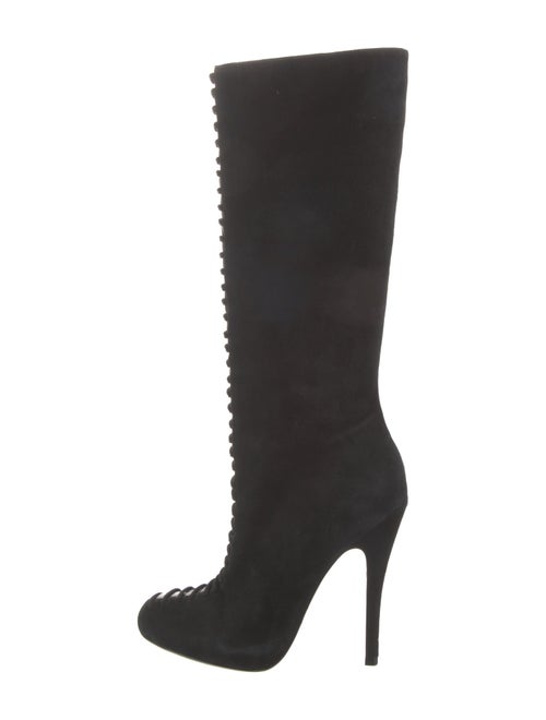 Alexandre Birman Suede Animal Print Lace-Up Boots
