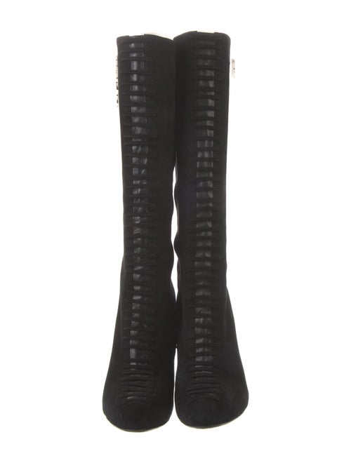 Alexandre Birman Suede Animal Print Lace-Up Boots