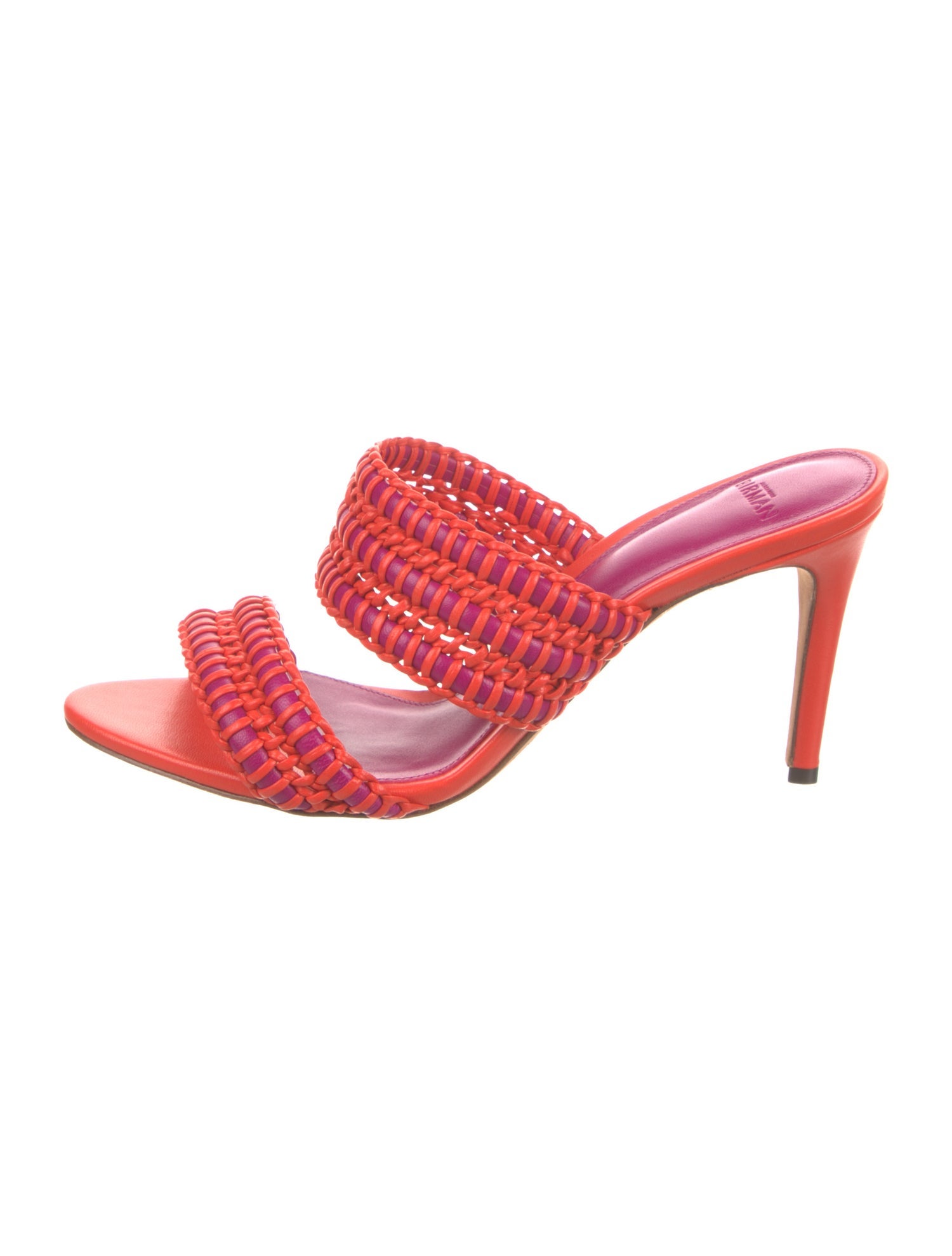 Alexandre Birman Leather Whipstitch Trim Slides