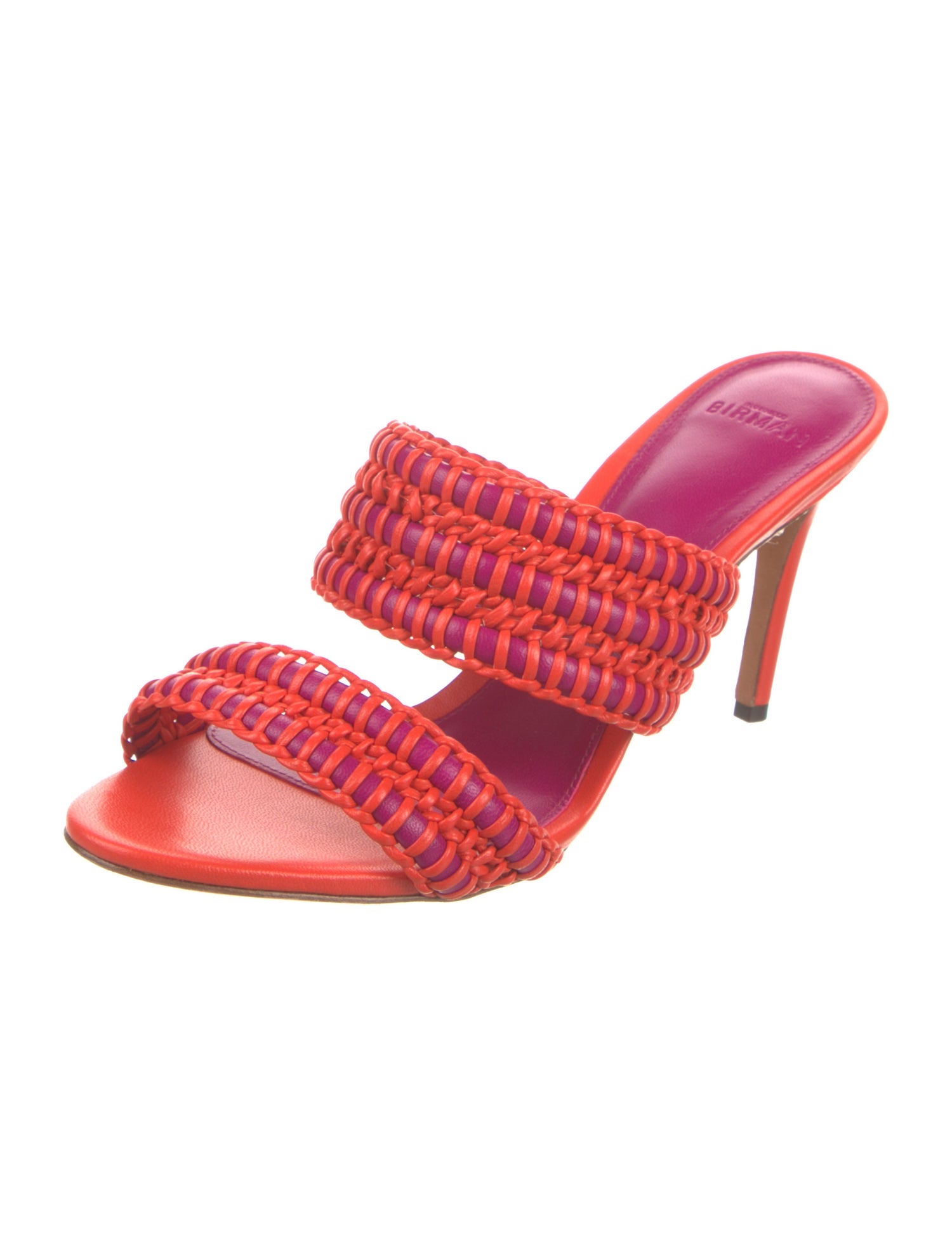 Alexandre Birman Leather Whipstitch Trim Slides