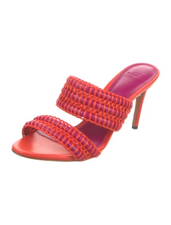 Alexandre Birman Leather Whipstitch Trim Slides