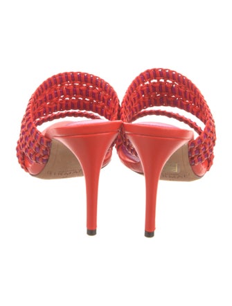 Alexandre Birman Leather Whipstitch Trim Slides