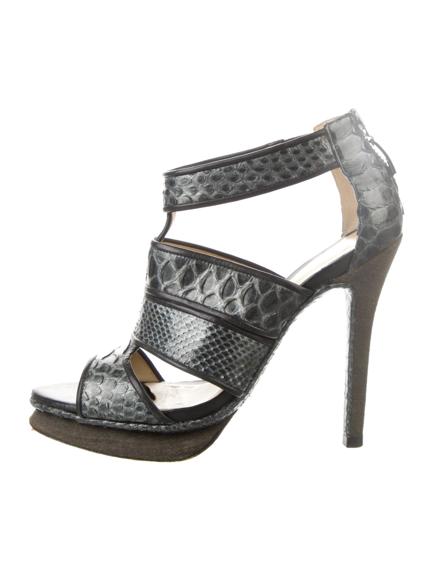 Alexandre Birman Snakeskin Animal Print T-Strap Pumps