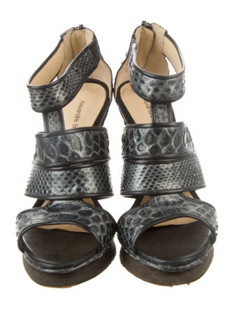 Alexandre Birman Snakeskin Animal Print T-Strap Pumps