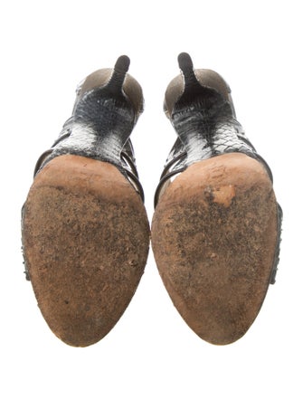 Alexandre Birman Snakeskin Animal Print T-Strap Pumps