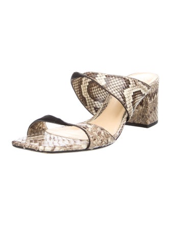 Alexandre Birman Leather Animal Print Slides