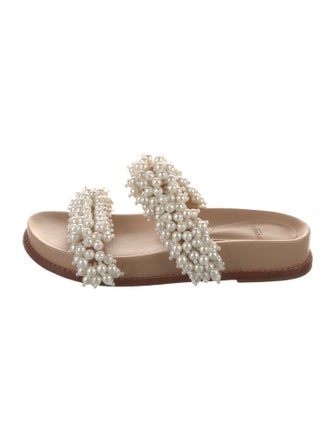 Alexandre Birman Faux Pearl Accents Leather Slides