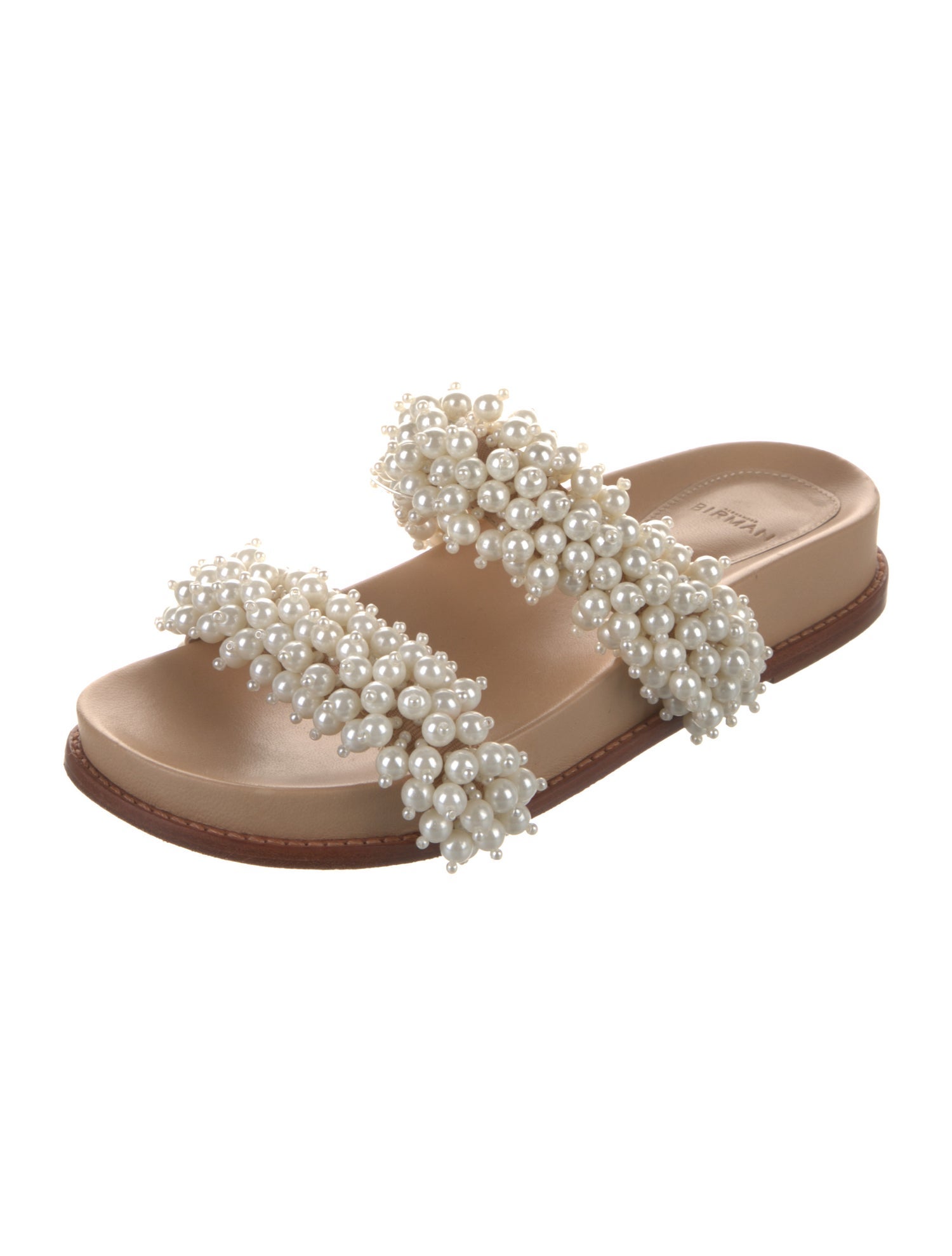 Alexandre Birman Faux Pearl Accents Leather Slides
