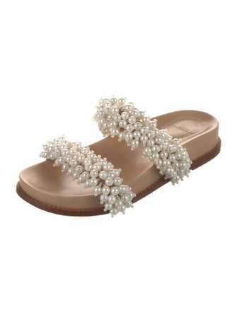 Alexandre Birman Faux Pearl Accents Leather Slides