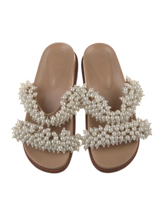 Alexandre Birman Faux Pearl Accents Leather Slides
