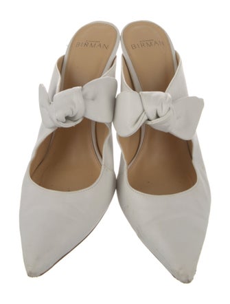 Alexandre Birman Leather Bow Accents Mules