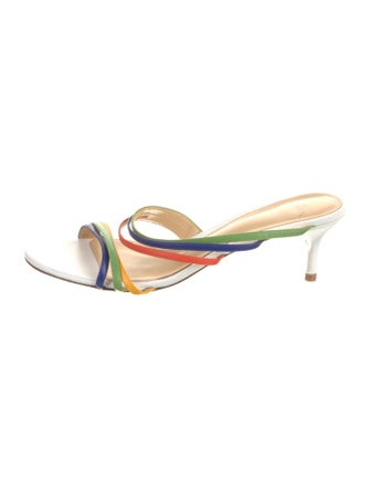 Alexandre Birman Leather Colorblock Pattern Slides
