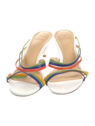 Alexandre Birman Leather Colorblock Pattern Slides