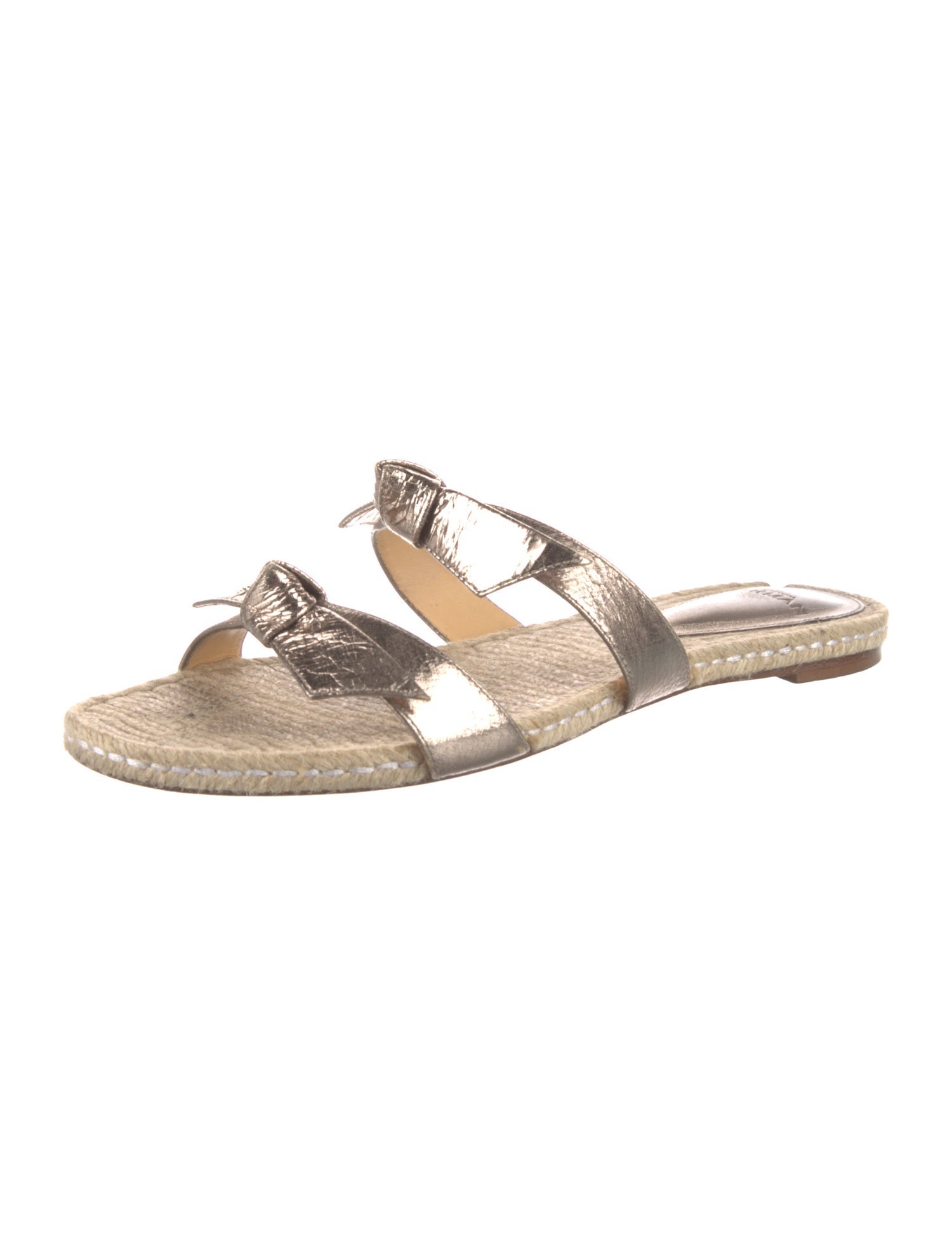 Alexandre Birman Leather Bow Accents Slides