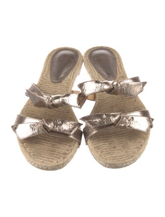 Alexandre Birman Leather Bow Accents Slides