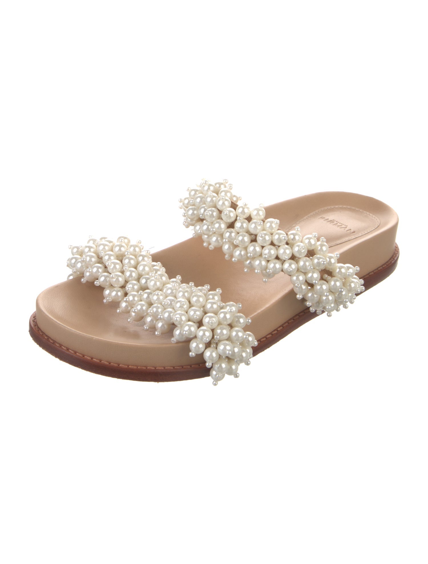 Alexandre Birman Faux Pearl Accents Leather Slides