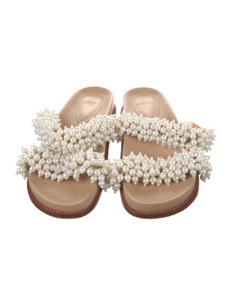 Alexandre Birman Faux Pearl Accents Leather Slides