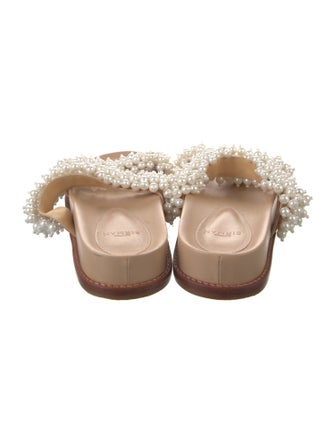 Alexandre Birman Faux Pearl Accents Leather Slides