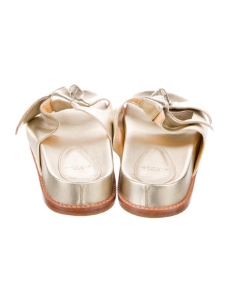 Alexandre Birman Leather Bow Accents Slides