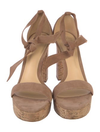 Alexandre Birman Suede Bow Accents T-Strap Sandals