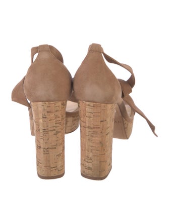 Alexandre Birman Suede Bow Accents T-Strap Sandals