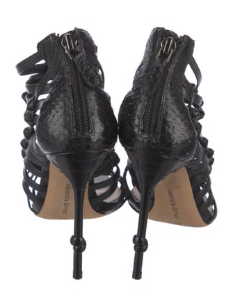 Alexandre Birman Leather Animal Print Gladiator Sandals