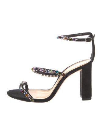 Alexandre Birman Suede Crystal Embellishments Sandals