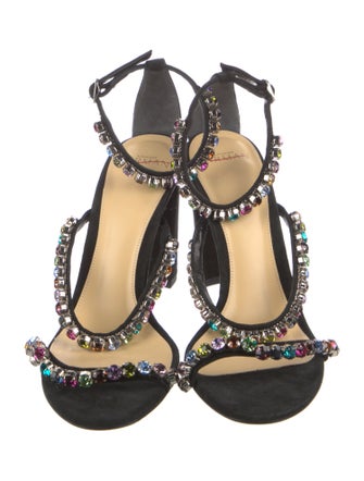 Alexandre Birman Suede Crystal Embellishments Sandals