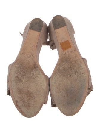 Alexandre Birman Suede Ruffle Embellishment Sandals