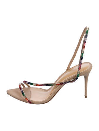 Alexandre Birman Suede Colorblock Pattern Slingback Sandals