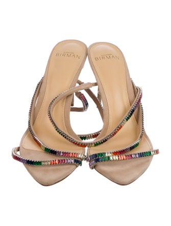 Alexandre Birman Suede Colorblock Pattern Slingback Sandals