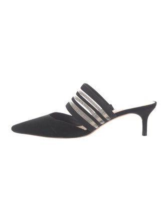 Alexandre Birman Suede Mesh Accents Mules