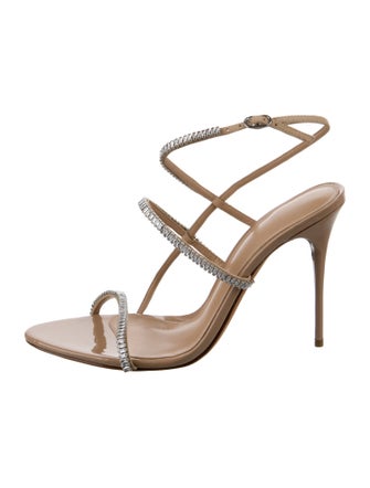 Alexandre Birman Canvas Crystal Embellishments Sandals