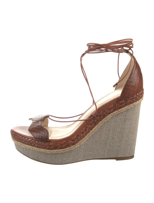 Alexandre Birman Embossed Leather Braided Accents Espadrilles