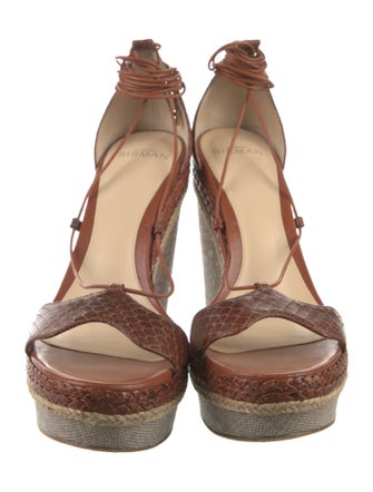 Alexandre Birman Embossed Leather Braided Accents Espadrilles