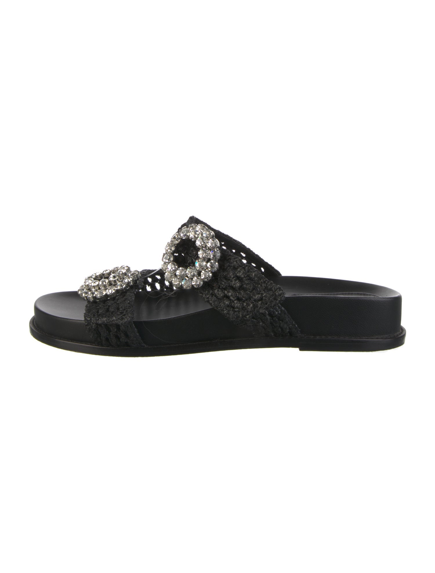 Alexandre Birman Straw Crystal Embellishments Slides