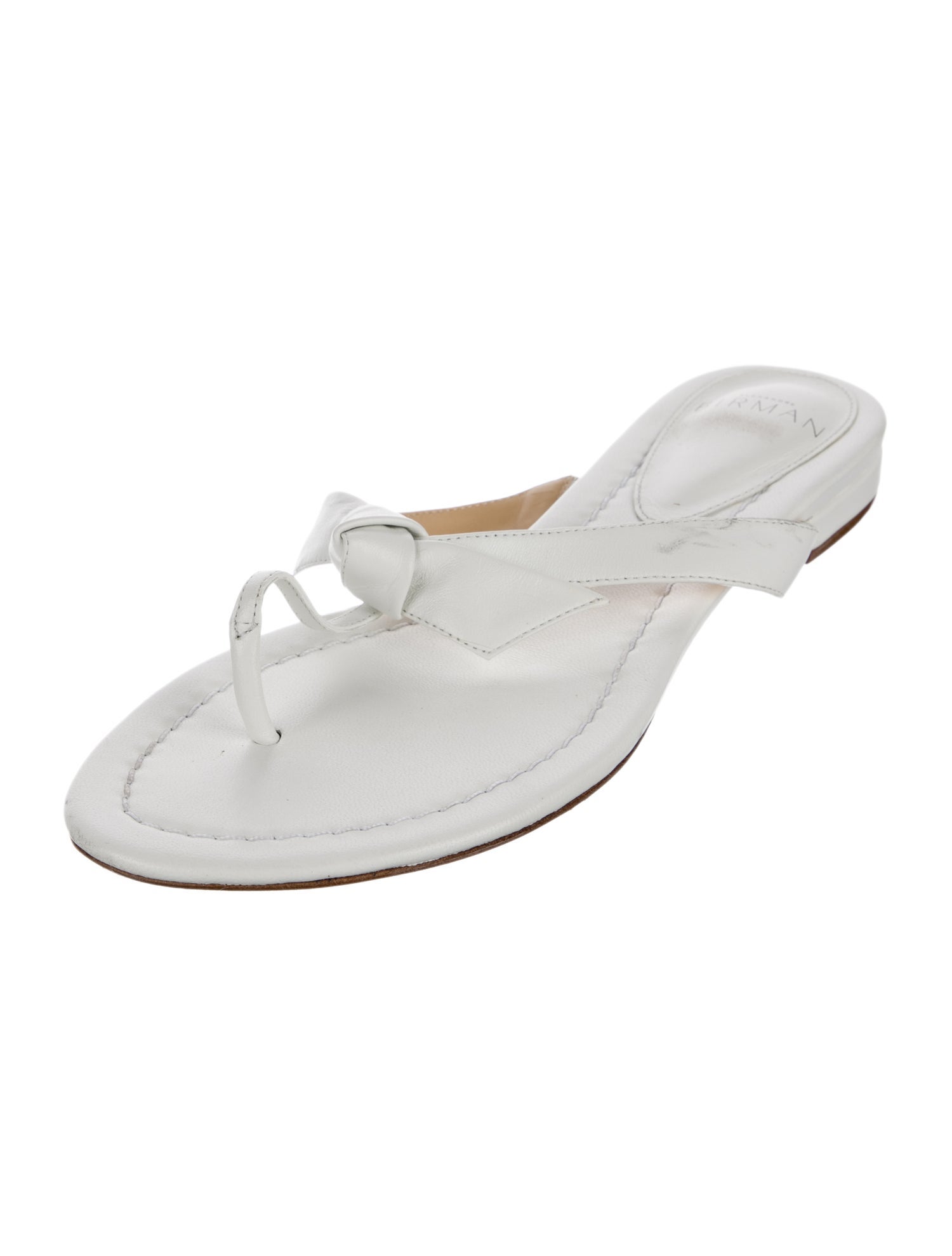 Alexandre Birman Leather Bow Accents Flip Flops