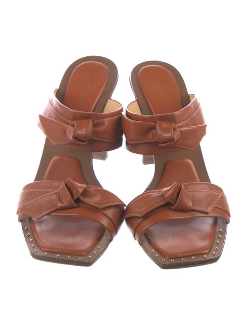 Alexandre Birman Leather Bow Accents Slides