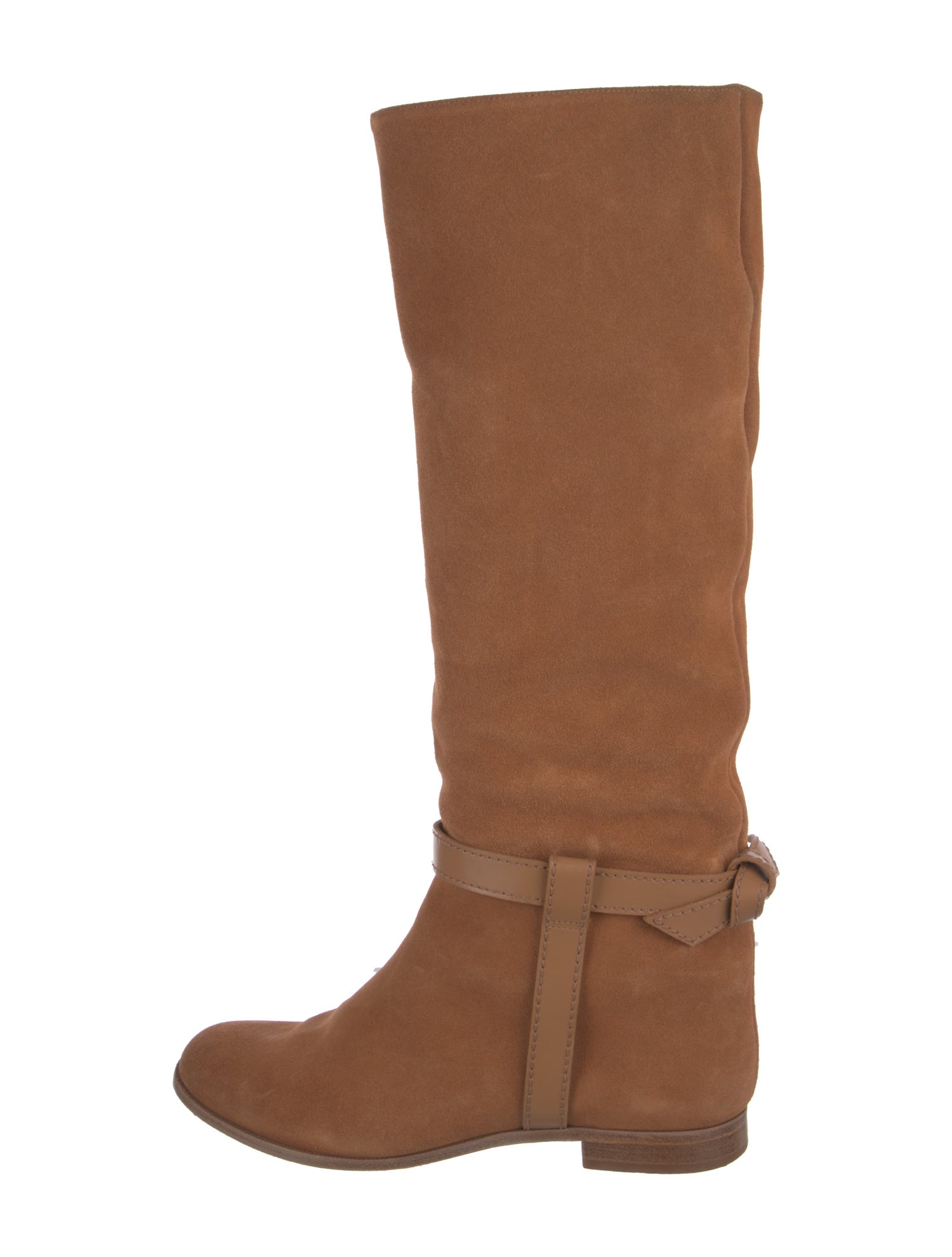 Alexandre Birman Suede Leather Trim Embellishment Riding Boots