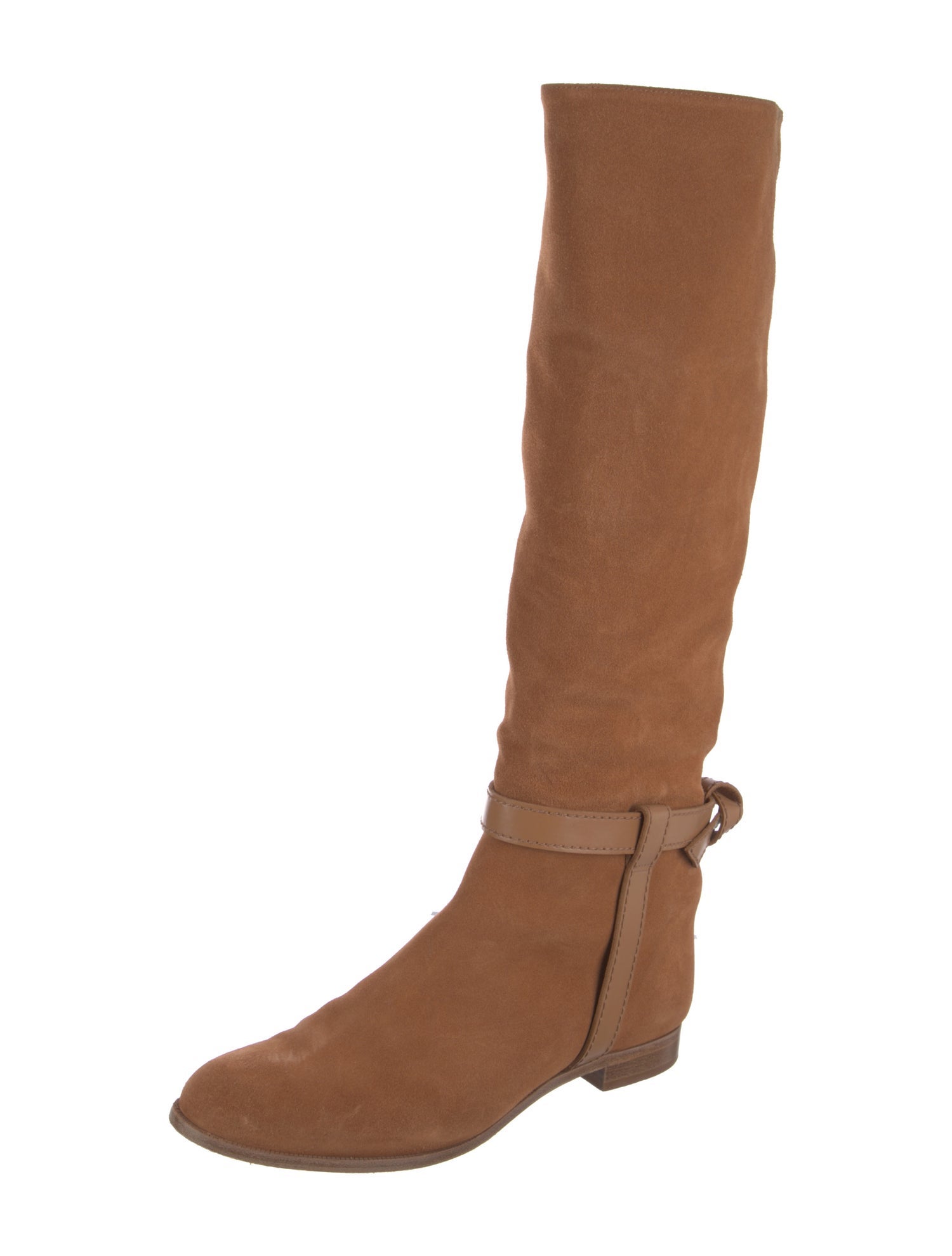 Alexandre Birman Suede Leather Trim Embellishment Riding Boots