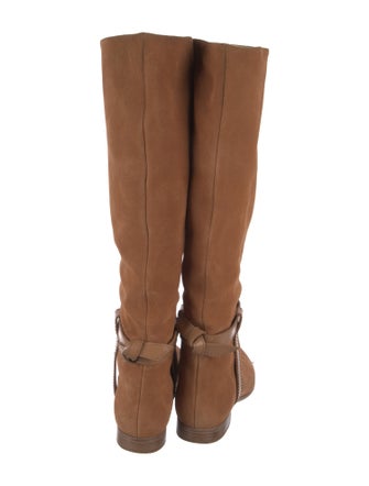 Alexandre Birman Suede Leather Trim Embellishment Riding Boots