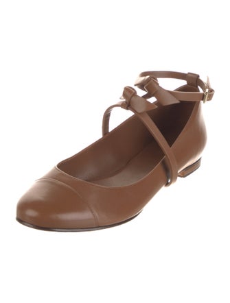 Alexandre Birman Leather Bow Accents Flats