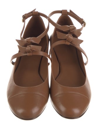 Alexandre Birman Leather Bow Accents Flats