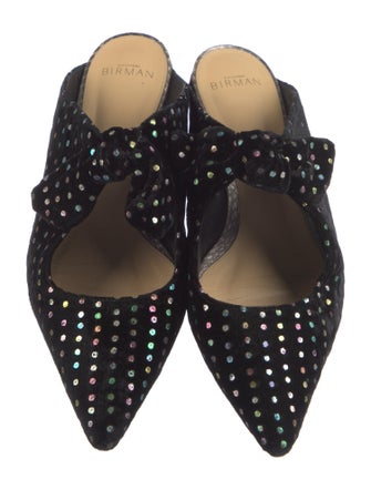Alexandre Birman Velvet Bow Accents Mules