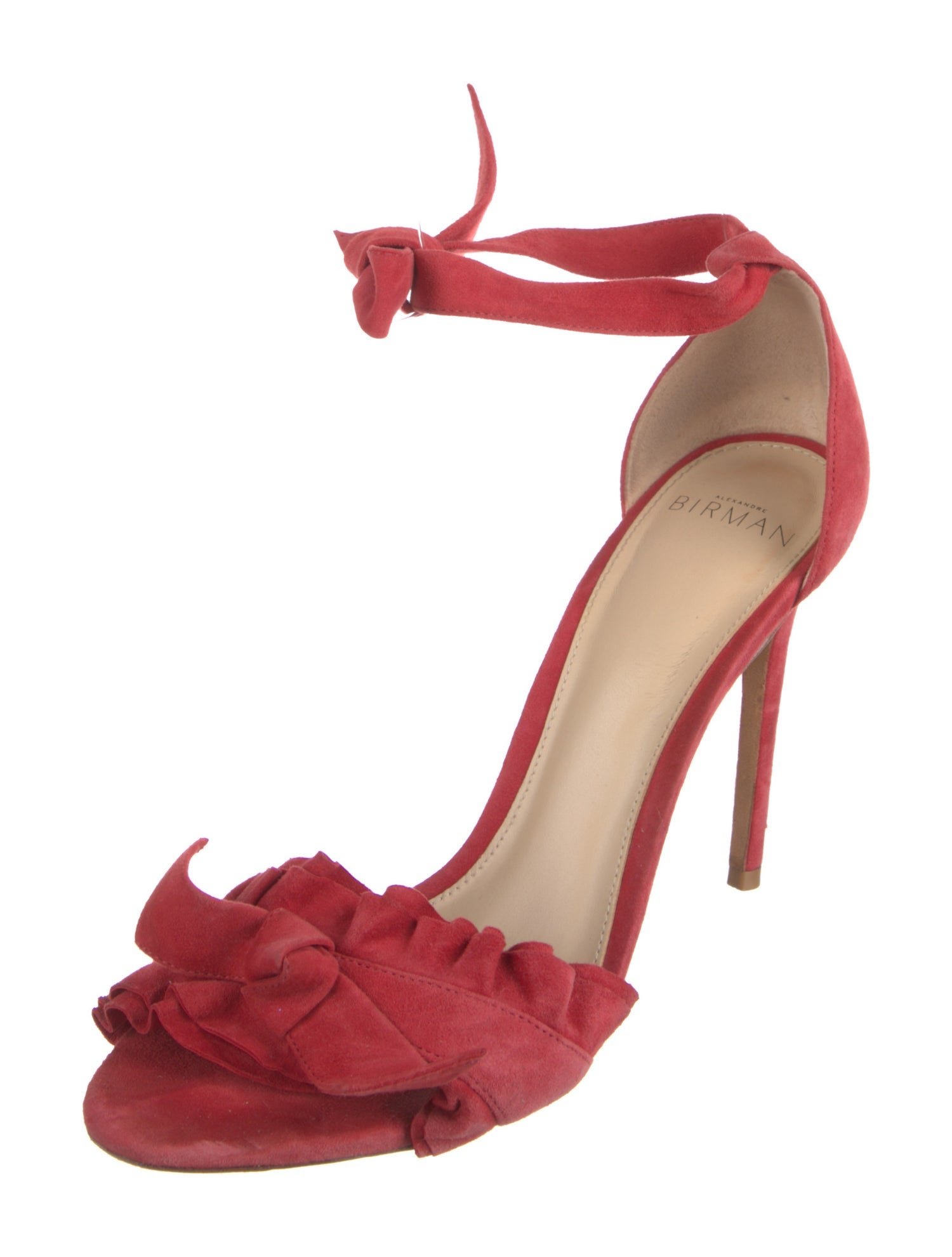 Alexandre Birman Suede Ruffle Embellishment Sandals