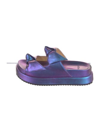 Alexandre Birman Leather Bow Accents Slides