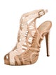 Alexandre Birman Leather Colorblock Pattern T-Strap Sandals