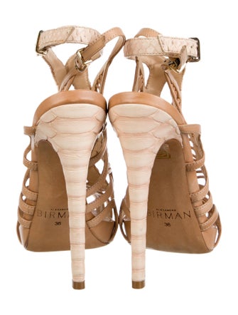 Alexandre Birman Leather Colorblock Pattern T-Strap Sandals